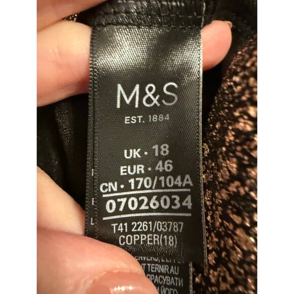 M&S Collection Women’s Copper Glitter Glam Bell Sleeve Boat Neck Drape Neck Lg - Picture 7 of 12